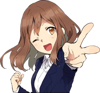 😉 anime, chica, personaje, linda, guiño, señalando whatsapp sticker