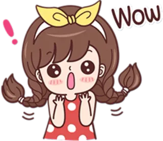 😍 Wow ragazza, carino, wow, espressione, cartone animato telegram sticker