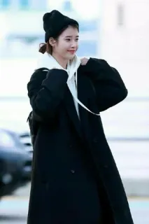 🏹 femme, manteau, hiver, bonnet, coréen, kpop telegram sticker