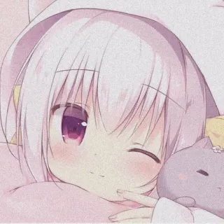 🍇 动漫, 女孩, 可爱, 帽衫, 猫, 卡哇伊, 眨眼 telegram sticker