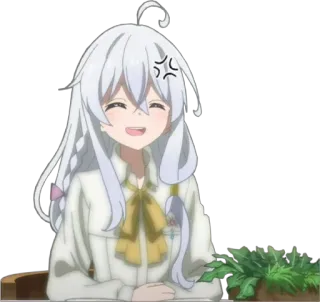 😶 Anime, Mädchen, Charakter, wütend, lächelnd telegram sticker