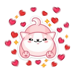 😍 猫, ハート, かわいい, 可愛い, ピンク, 動物 telegram sticker