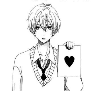 ❤️ anime, corazón, chico, dibujo, ilustración, caricatura whatsapp sticker