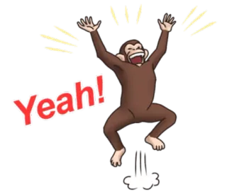 😆 Yeah! macaco, animado, pulando, desenho animado telegram sticker