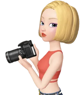 📷 desenho animado, fotógrafo, câmera, mulher, menina, retrato, fofo, loira telegram sticker