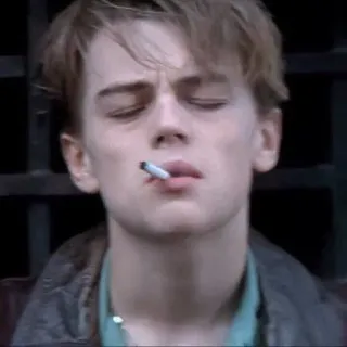 🤔 fumer, cigarette, homme, portrait, jeune telegram sticker