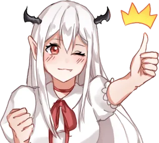 👍 Anime, Dessin animé, Démon, Mignon, Fille, Pouce levé telegram sticker