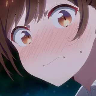 🍓 Anime, Desenho animado, Menina, Rosto, Expressão, Rubor, Close-up telegram sticker