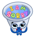 🙏 I AM SORRY Entschuldigung, sorry, süß, Cartoon, Figur, Eimer, flehend, Verzeihung whatsapp sticker