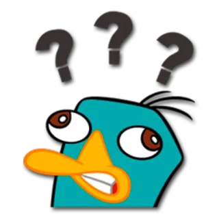 ❓ Perry Phineas and Ferb Perry l'ornitorinco, Phineas e Ferb, Cartone animato, Punti interrogativi, Confuso, Agente P telegram sticker