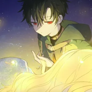 🌑 アニメ, 少年, ファンタジー, 魔法, 悲しい, 赤い目 telegram sticker