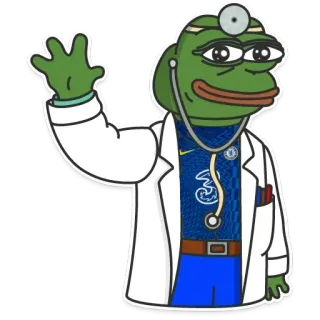 👨‍⚕ Pepe the Frog 페페, 의사, 개구리, 청진기, 만화 telegram sticker