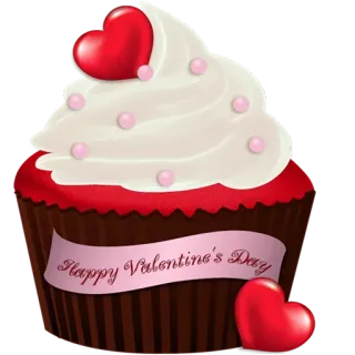 😍 Happy Valentine's Day День святого Валентина, кекс, сердце, любовь, десерт, сладкий, праздник telegram sticker