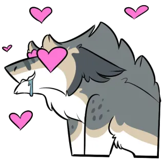 ❤️ wolf, hearts, love, furry, animal, cartoon telegram sticker