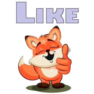 😀 LIKE raposa, curtida, joinha, positivo, aprovação, animal, desenho animado whatsapp sticker