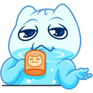 ☕️ 고양이, 만화, 머그컵, 졸린, 귀여운, 마시는, 편안한 telegram sticker