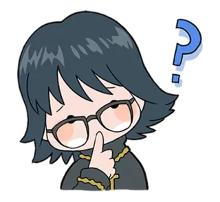 ❓ 질문, 생각, 만화, 여자, 안경 telegram sticker