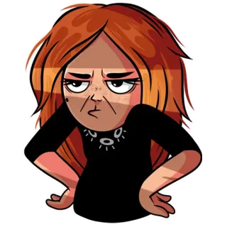 😑 여자, 만화, 태도, 캐릭터, 일러스트, 표정 telegram sticker