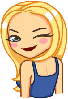 😉 Frau, blond, süß, weiblich, zwinkern, Mädchen, Cartoon whatsapp sticker