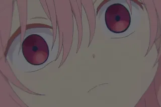 😐 anime, girl, pink hair, red eyes whatsapp sticker