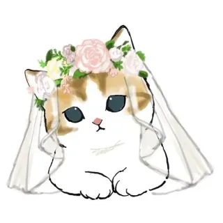 💗 kot, kociak, słodki, kwiaty, ślub, welon, zwierzę, zwierzak, kawaii telegram sticker