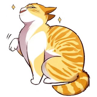 👑 kucing, oranye, garis, hewan peliharaan, binatang, lucu, kartun telegram sticker