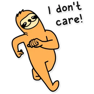 ☺️ I don't care! ленивец, животное, мультфильм, равнодушный, беззаботный, бегущий whatsapp sticker