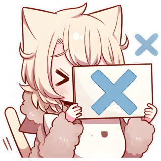 ❌ Anime, Gatto, Illustrazione, Carino, Segno X whatsapp sticker