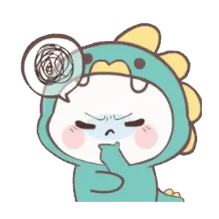 🌀 공룡, 귀여운, 혼란스러워하는, 생각하는, 귀여움, 스티커 telegram sticker