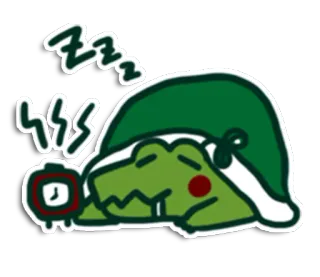 🐊 dormir, crocodile, dessin animé, mignon, animal, vert telegram sticker