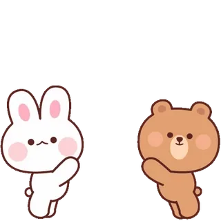 🍭 кролик, медведь, милый, животные, каваи, машет whatsapp sticker