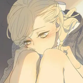 🌟 Anime, Mädchen, Traurig, Blond, Cartoon, Zeichnung whatsapp sticker