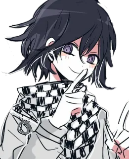 🤫 Kokichi Oma Danganronpa 애니메이션, 만화, 캐릭터, 미소, 손가락, 코키치 오마, 단간론파 telegram sticker