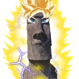 🗿 Goku เกาะอีสเตอร์, โมไอ, ดราก้อนบอล Z, โกคู, อนิเมะ, มีม, ตลก telegram sticker