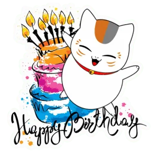 🎂 Happy Birthday gato, aniversário, bolo, celebração, saudação whatsapp sticker