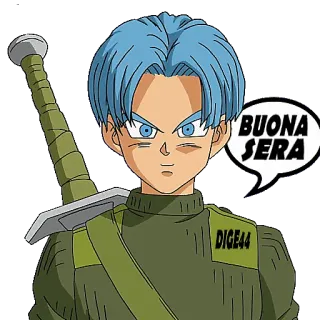 🌙 Trunks Dragon Ball Z BUONA SERA anime, dragon ball z, trunks, good evening, greeting telegram sticker