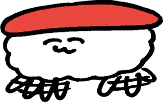 😣 Sushi, Comida, Fofo, Desenho animado, Kawaii, Niguiri, Arroz, Peixe whatsapp sticker