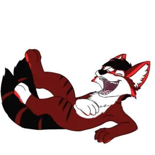 🤣 퍼리, 여우, 만화, 동물, 캐릭터, 빨간색, 검은색 telegram sticker