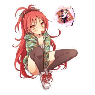 ☺️ สาวอนิเมะ, คาวาอิ, น่ารัก, ผมสีแดง, สติกเกอร์ telegram sticker
