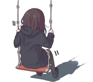 😒 balançoire, fille, anime, seul(e), triste, enfant telegram sticker
