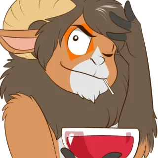 😎 animal, bélier, dessin animé, vin, boire, sucette telegram sticker