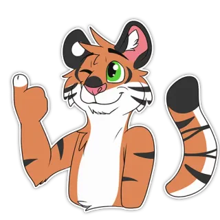 👍 老虎, 毛茸茸, 卡通, 动物, 可爱, 插图, 吉祥物 telegram sticker