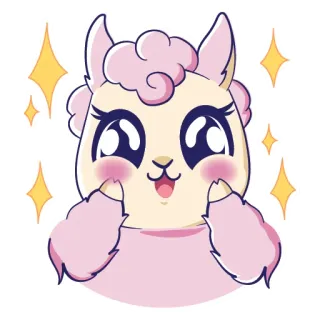 😍 lama, alpaca, carino, animale, cartone animato, brillantini whatsapp sticker