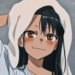 🎭 Nagatoro Don't Toy with Me, Miss Nagatoro Anime, Cô gái, Khăn tắm, Tóc nâu, Dễ thương, Nagatoro telegram sticker