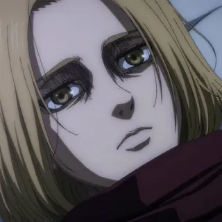 ⚔️ Annie Leonhart Attack on Titan anime, blonde, girl, tired, sad, Annie Leonhart telegram sticker
