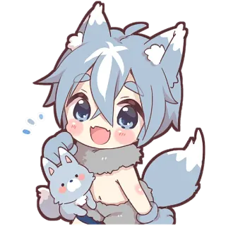 😄 Anime, Lobo, Kawaii, Fofo, Furry, Chibi, Mascote telegram sticker