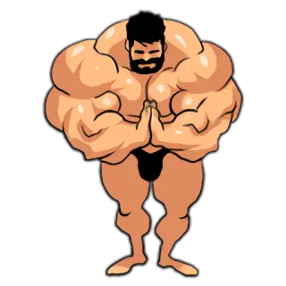 😌 mięsień, mężczyzna, kulturysta, fitness, siłownia, pozowanie, silny telegram sticker