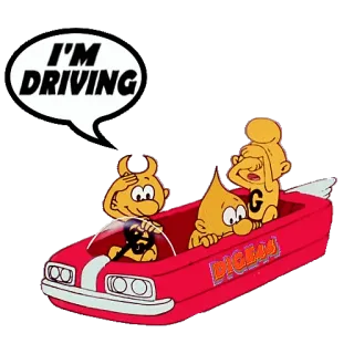 🚗 I'M DRIVING cartoon, driving, car, animated, characters whatsapp sticker