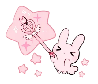 😣 coelho, varinha, estrelas, rosa, fofo, mágico telegram sticker