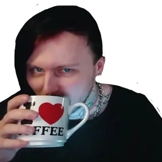 😏 FFEE คน, กาแฟ, เครื่องดื่ม, ถ้วย, รอยสัก, ผู้ชาย telegram sticker